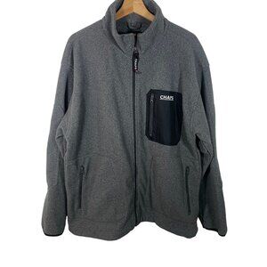 Vintage Y2K 90s Chaps Ralph Lauren Full Zip Fleece Jacket Men L Gray Logo